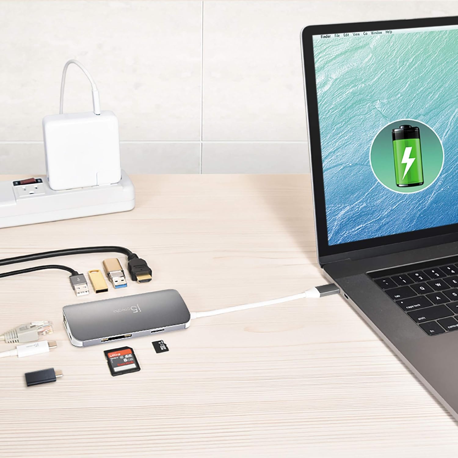 j5create USB C Hub Adapter Multi-Monitor 10-in-1 Port Docking Station 4K HDMI, VGA, Ethernet, USB 3.0, MicroSD, SD