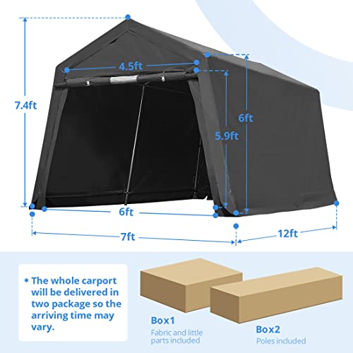 ADVANCE OUTDOOR 10x10 ft Heavy Duty Outdoor Patio Portable Canopy Storage Shelter Shed Carport with 2 Roll up Zipper Doors & Vents for Snowmobile