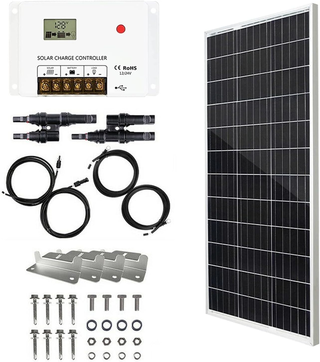 HQST 400W Solar Panel Kit 12V Monocrystalline Solar Panel with 40A MPPT Solar Charge Controller, Mounting Z Bracket, 20FT 10AWG Solar Cable