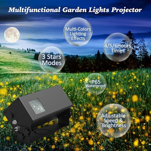 AIRIVO Outdoor Laser Lights Projector, 5 Color Motion Firefly Lights Star Show Projection Light