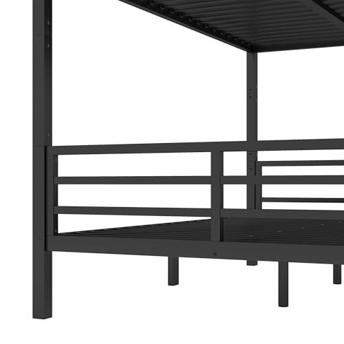 Heavy Duty Bunk Bed Frame with Ladder, Twin XL Over Twin XL Bunk Beds with Safety Guardrails, Adults Bunk Beds with Noise-Reducing Rubber Stoppers