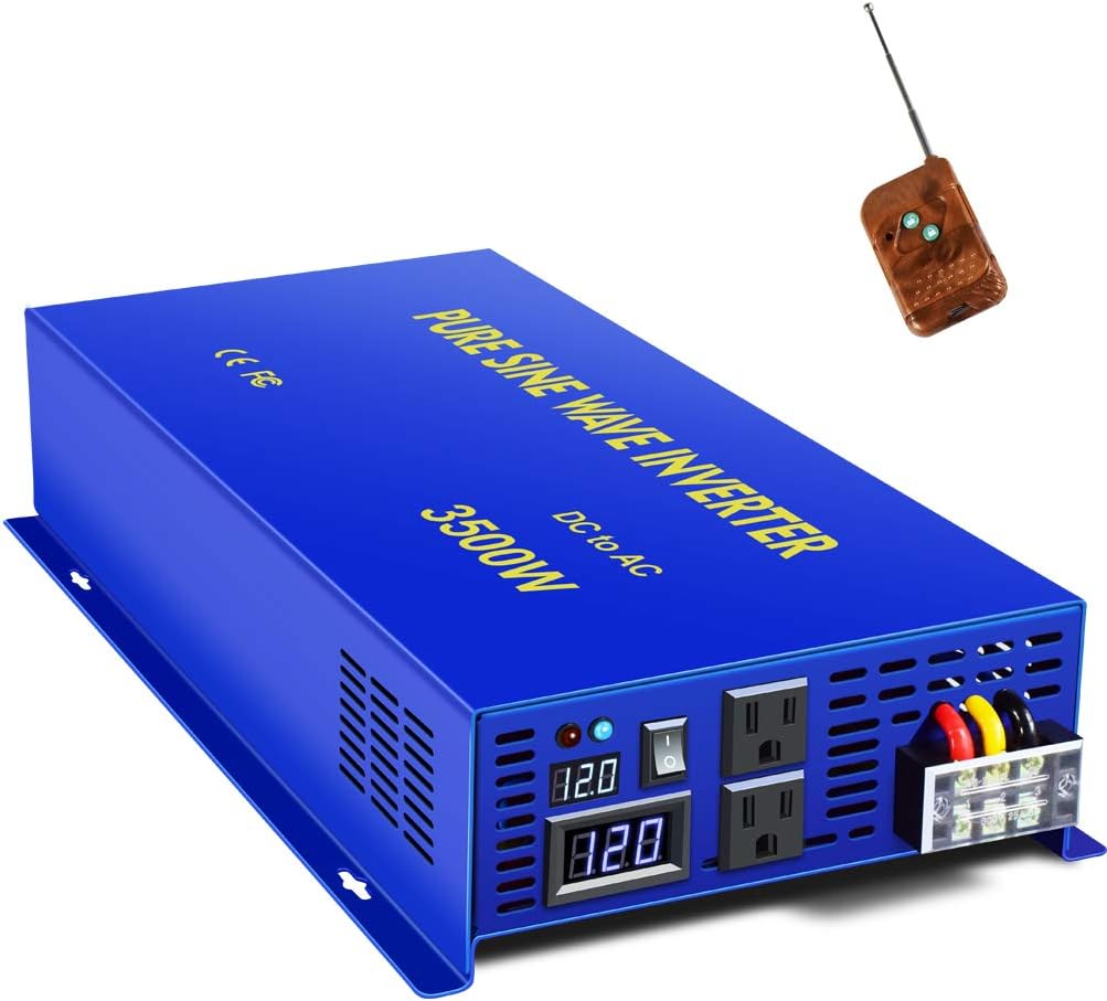 XYZ INVT 4000W Pure Sine Wave Inverter 48V DC to 120V AC Surge 8000 Watt Power Converter Generator with Wireless 100ft Remote Control for Solar