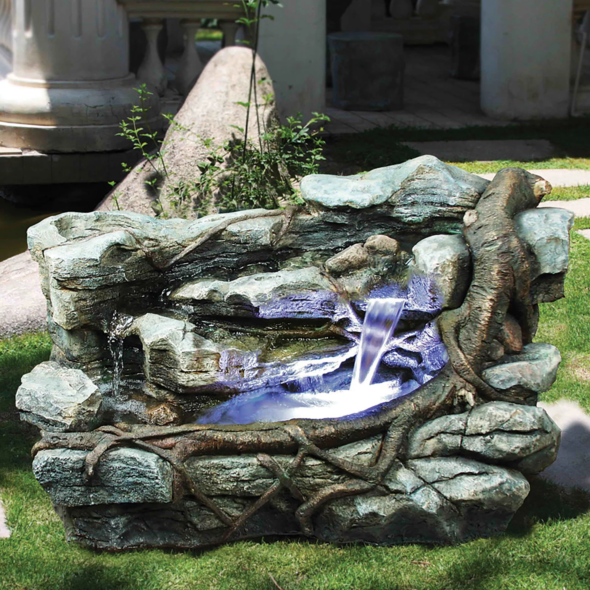 Design Toscano Staggered Rock Canyon Cascading Garden Fountain - Curated Treasures Market