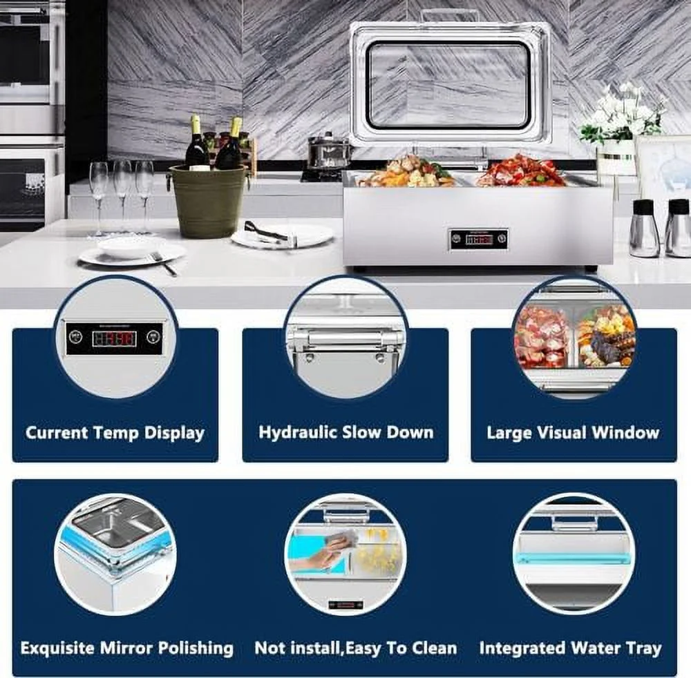 Electric Chafing Dish Stainless Steel Buffet Food Warmer 9QT Chafer Dish w/Lid