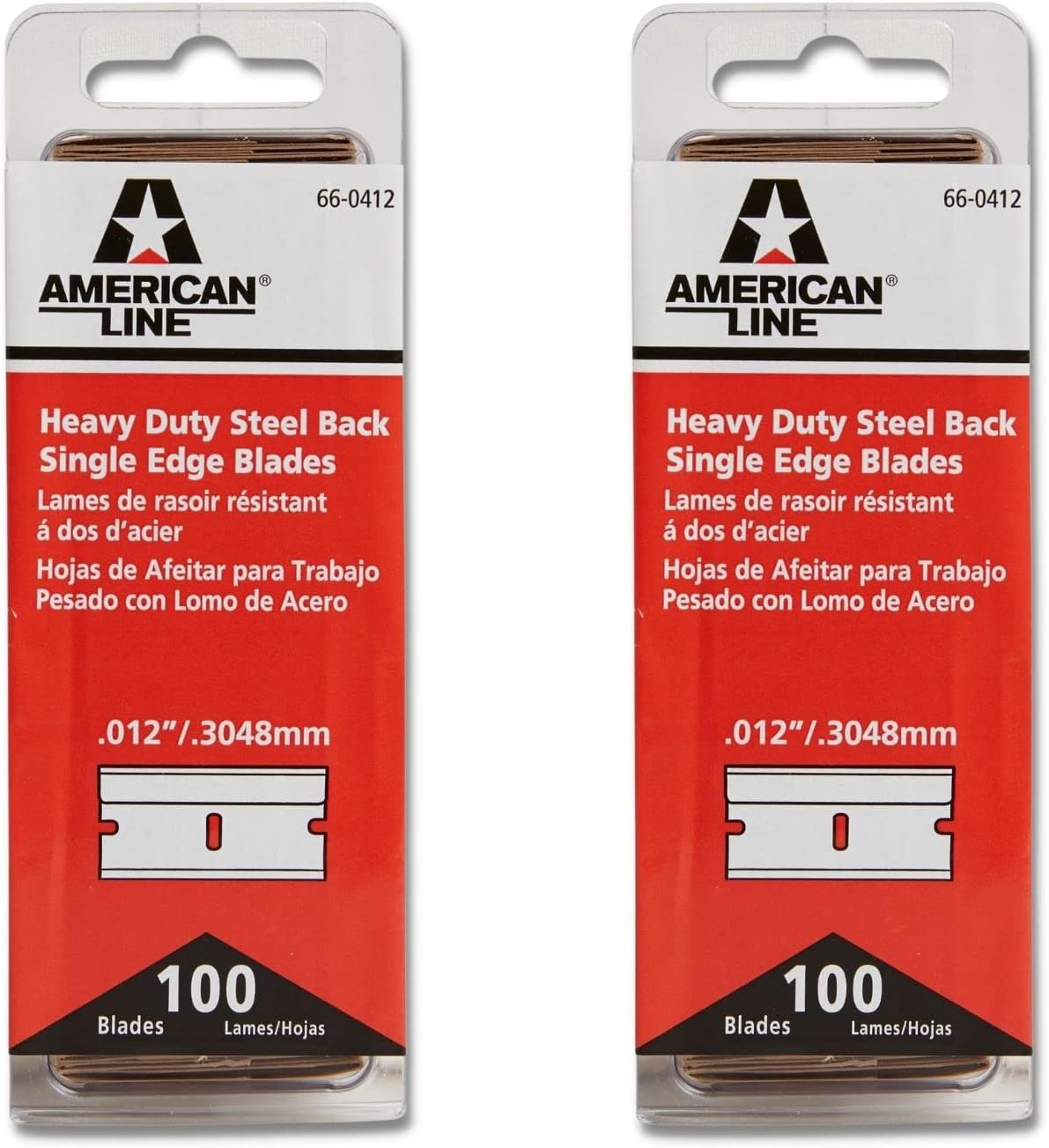 American Line Single Edge Razor Blades - 500-Pack - 0.012" Heavy Duty High Carbon Steel with Steel Backing for Extra Durability and Long Life
