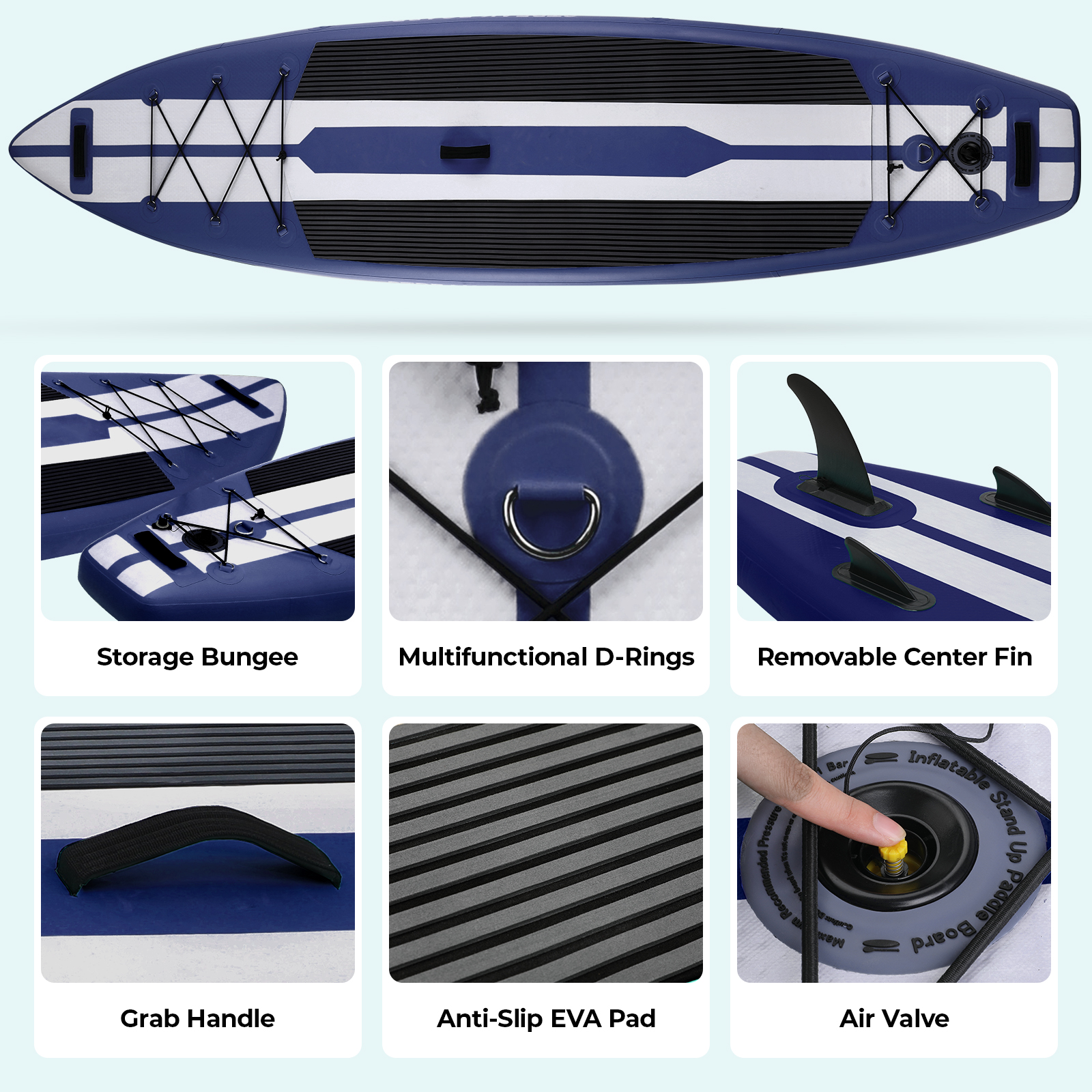 Arlopu 11ft Inflatable Stand Up Paddle Board 6'' Thick Non-Slip Deck W/ Aluminum Paddle, Leash, Backpack
