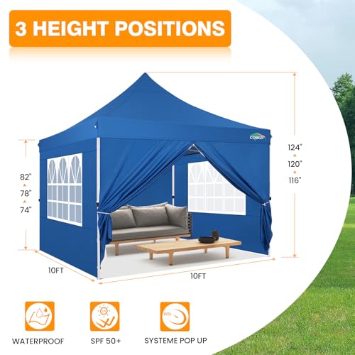 10x10 Pop Up Canopy Tent with 4 Sidewalls and Mesh Windows 2.0