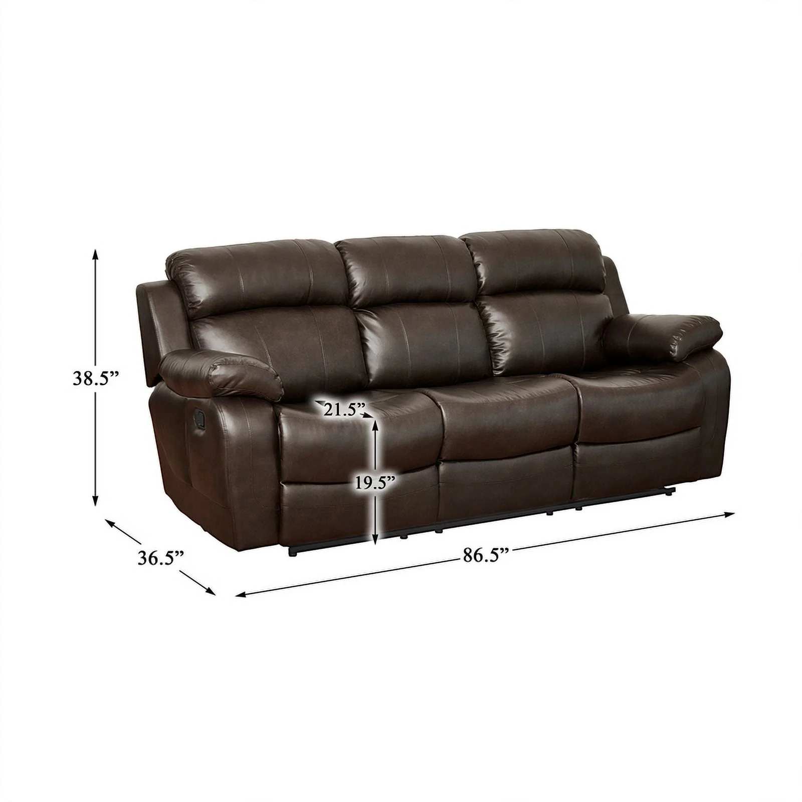 Lexicon Marille Faux Leather 2-Piece Manual Reclining Sofa Set in Brown