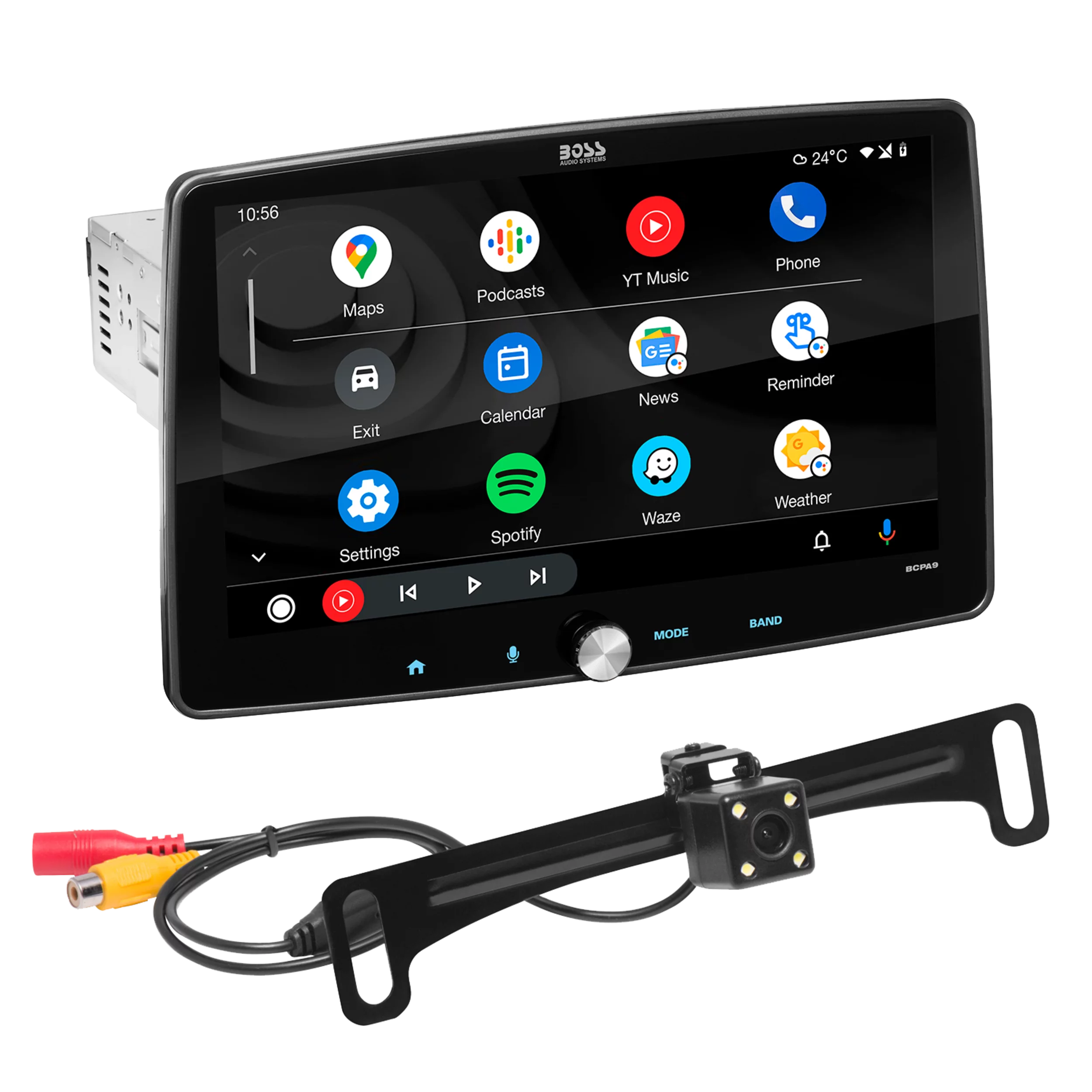 BOSS Audio Systems BCPA9RC CarPlay Android Auto 1 Din Stereo with Backup Camera