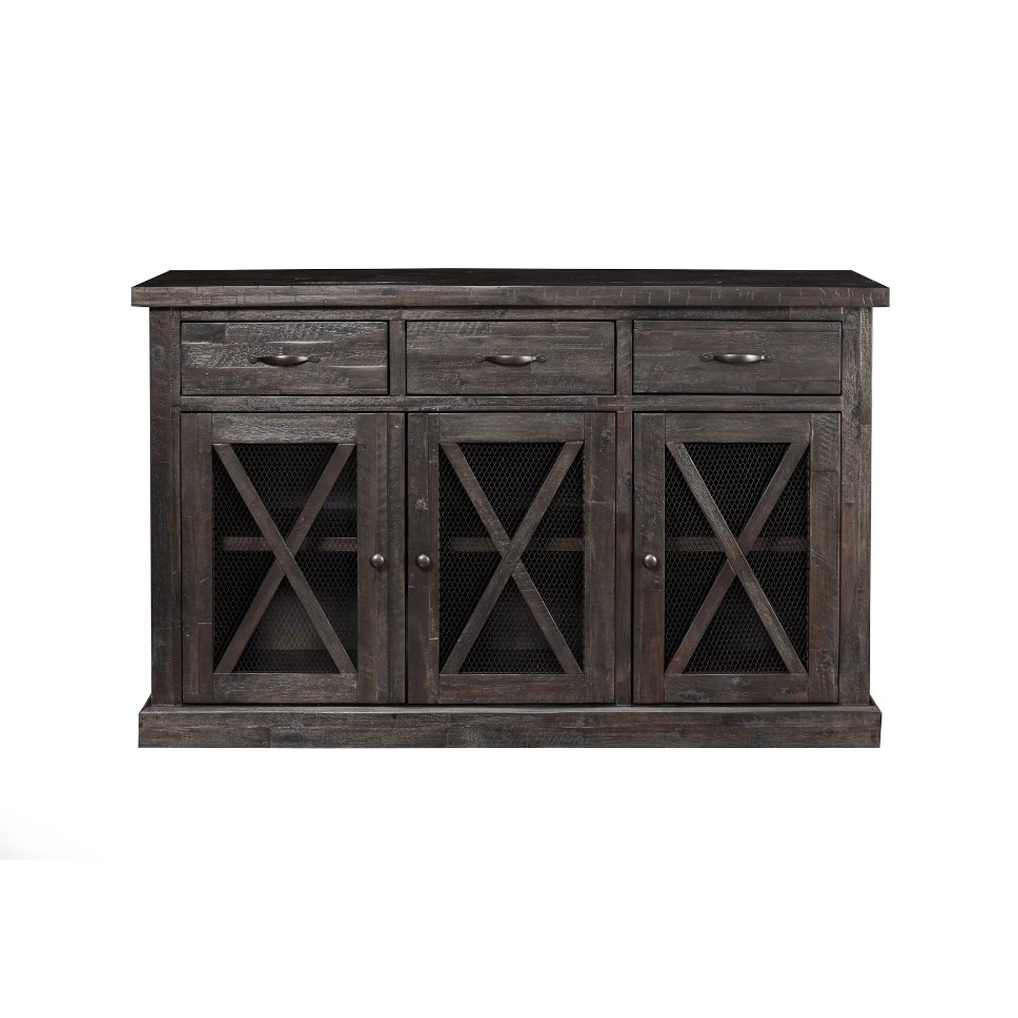 Wooden Sideboard with 3 Drawers and Doors Brown