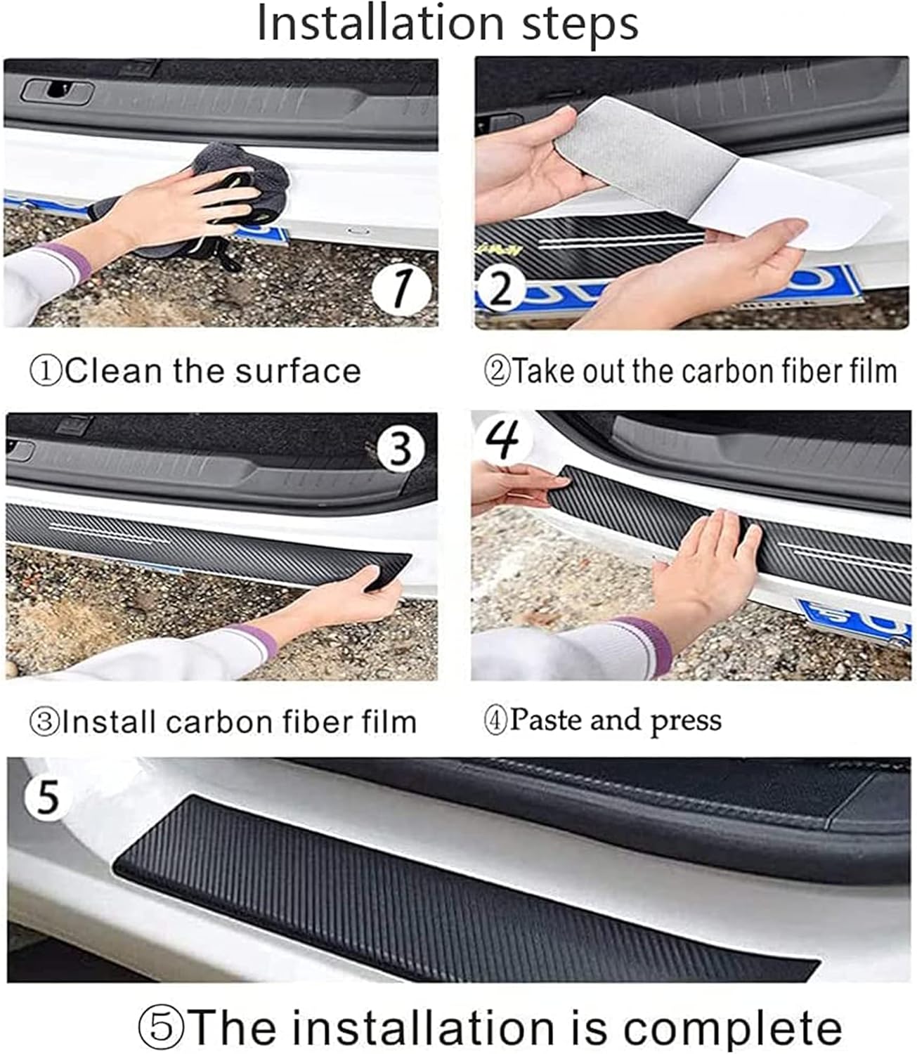 TSAYISI SANITARY 4pcs/Set Door Entry Guard Black Carbon Fiber Textured Leather Car Door Sill Protector Stickers for Toyota Rav4