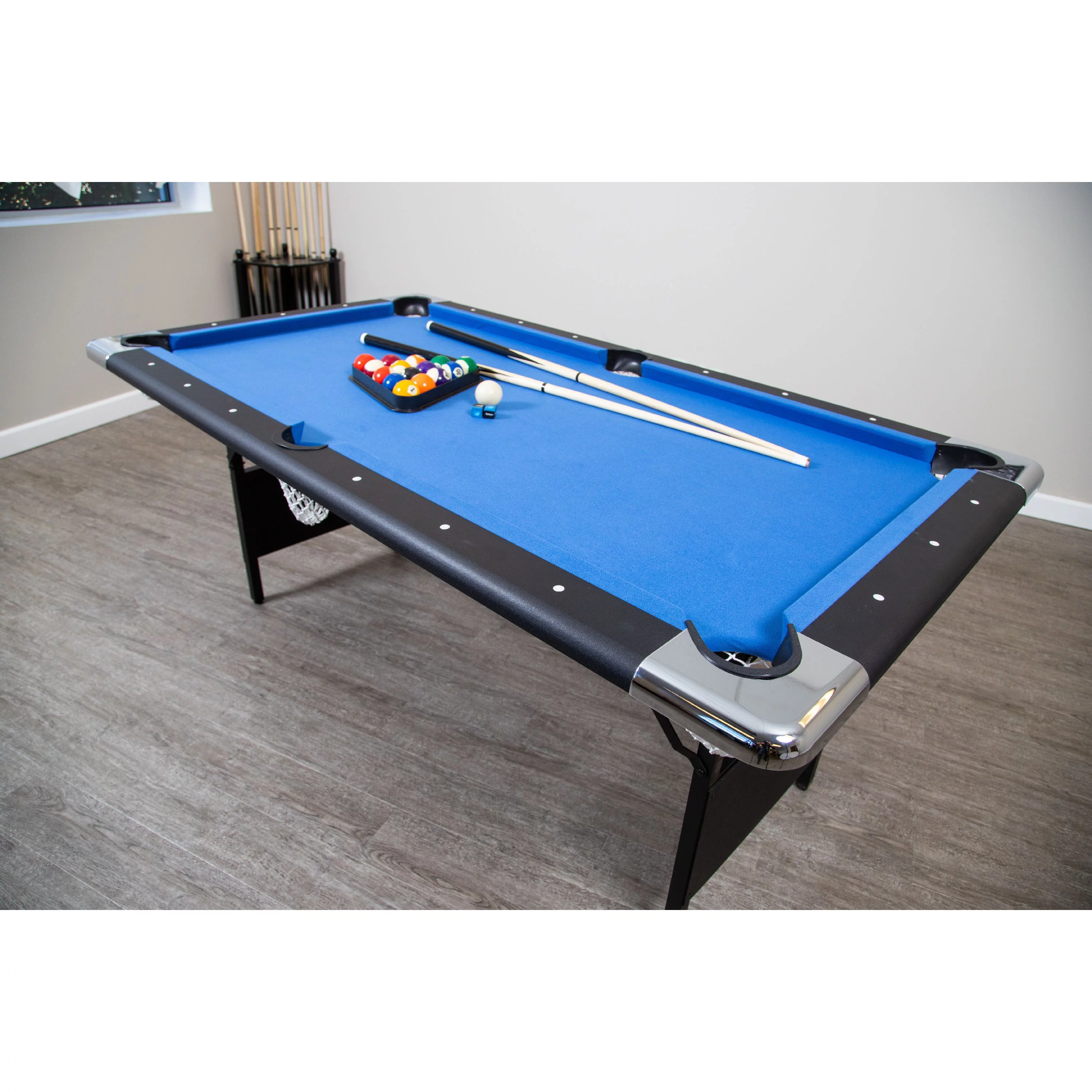 Hathaway Fairmont Portable, Folding 6 ft. Pool Table, Blue Felt, 43.25 in. W