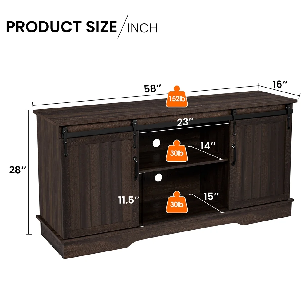 SmileMart Modern TV Stand with Storage Shelves for TVs up to 65 Inch, Rustic Brown