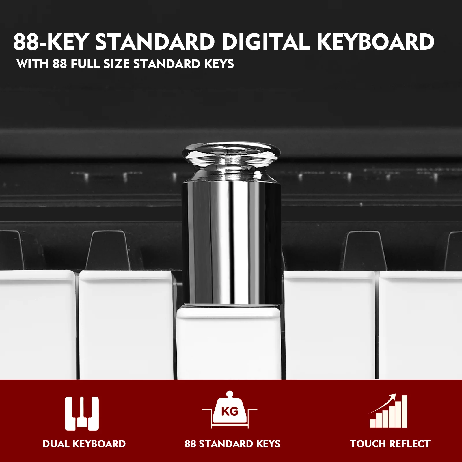 MUSTAR 88-Key Digital Piano Weighted Keyboard Hammer Action w/Stand, Bluetooth,Pedal,Bag,MDF,Black