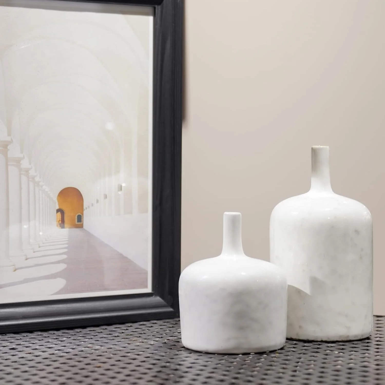 White Ceramic Vase, 9.5 Inch Long Neck, Spring Decorations