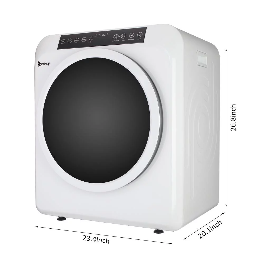 ZOKOP Compact Electric Clothes Dryer 13lbs Capacity Stainless Steel Dryer, White