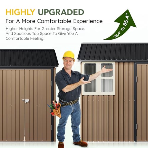 6x4FT Outdoor Steel Storage Shed with Clear Window, Lockable Doors, Weather-Resistant Metal Tool Shed for Garden, Backyard, Patio, and Utility Storage
