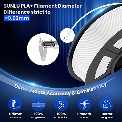 SUNLU 3D Printer Filament Bundle, PLA Plus Filament 10KG 1.75mm, Neatly Wound Filament for Most 3D Printer, 10 Colors, 1kg Spool