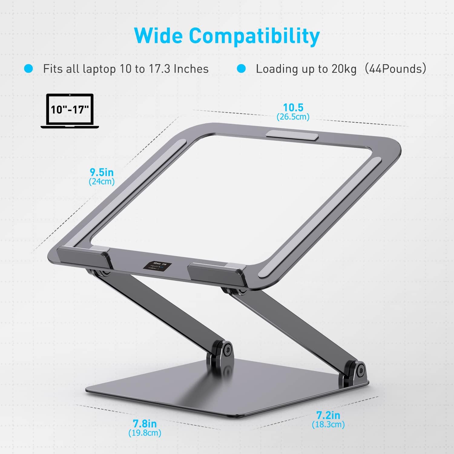 Almoz Laptop Stand, Aluminum Computer Riser, Ergonomic Adjustable Height Laptop Stand for Desk