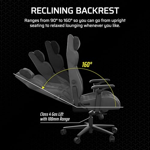 Corsair TC500 Luxe Gaming Chair – Premium Breathable Fabric – Wide Seat – Five-Way Adjustable Armrests – Adjustable Built-in Lumbar Support – 90-160
