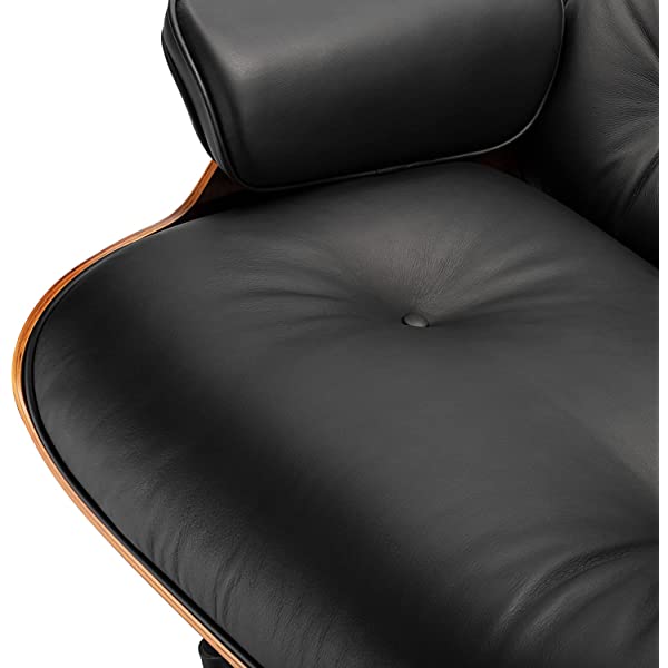 Mid Century Lounge Chair and Ottoman, Modern Chair Classic Design, Top Grain Leather Palisander Wood, Heavy Duty Base Support for Living Room, Study