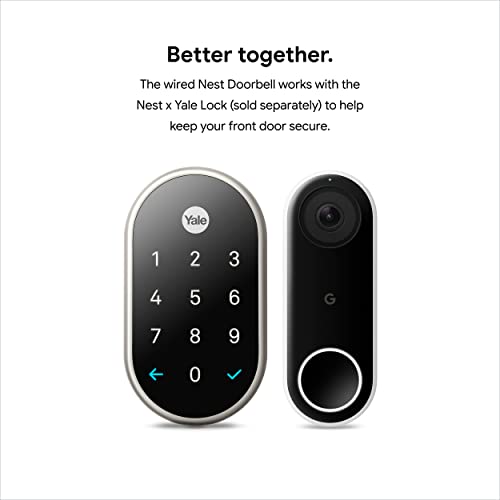 Google Nest Doorbell (Wired) - Formerly Nest Hello - Video Doorbell with 24/7 Streaming - Smart Doorbell Camera for Home with HDR Video