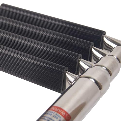4-Step Heavy-Duty Stainless Steel Pontoon Boat Ladder with Extra Wide Steps & Handrails | Telescoping Folding Rear Entry Ladder, 600lbs Capacity