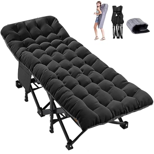 DoCred Folding Camping Cot with Mattress, 2 Pack Heavy Duty Folding Cot for Adults, Portable Sleeping Cot Bed Adults Outdoor Bed with Carry Bag