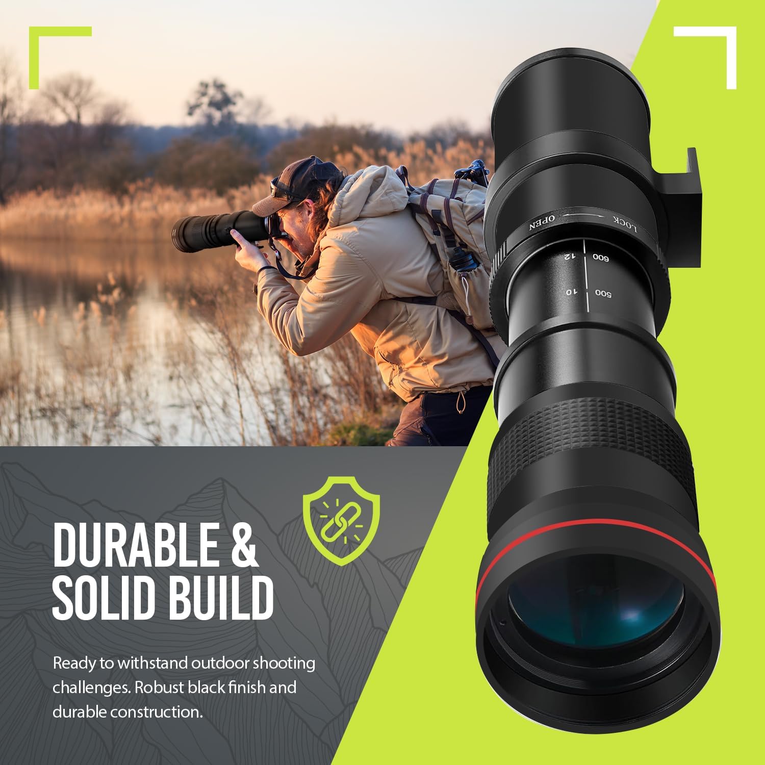High-Power 420-1600mm f/8.3 Manual Telephoto Zoom Lens for Canon Digital EOS Rebel EOS-M, EOS M2, EOS M5, EOS M6, EOS M6 Mark II, EOS M10, EOS M50