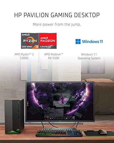 HP Pavilion Gaming Desktop Computer, AMD 6-Core Ryzen 5 5600G Processor(Beat i7-8700, Upto 4.4GHz), AMD Radeon RX5500 4 GB, 8GB RAM