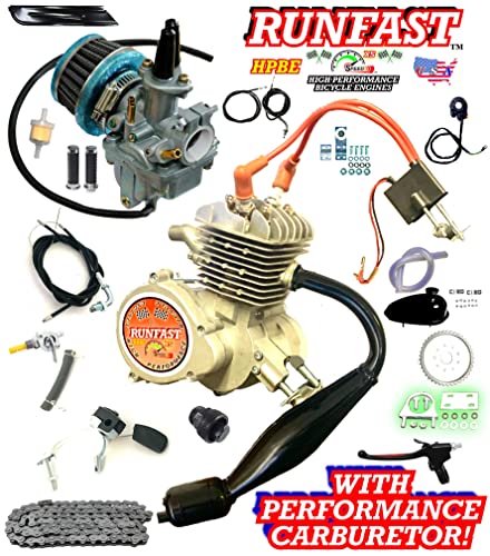High Performance Bicycle Engine Kit with Advanced Power Pipe and CNS Super Carburetor for Motorized Bike Complete Do it Yourself Kit