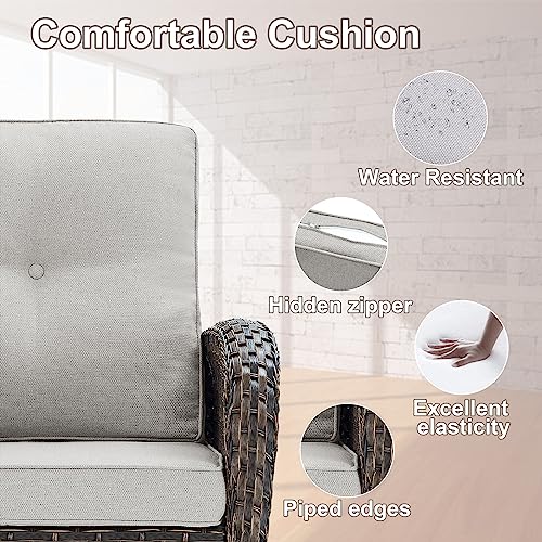 Patio Wicker Chairs Swivel Rocker - Outdoor Swivel Rocking Chairs Set of 2 with Rattan Side Table