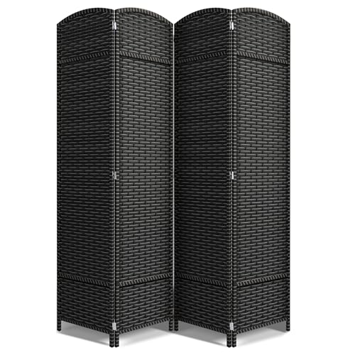 Sorbus 8-Panel Black Room Divider with Double Hinged Panels, 6 ft Tall Folding Privacy Screen