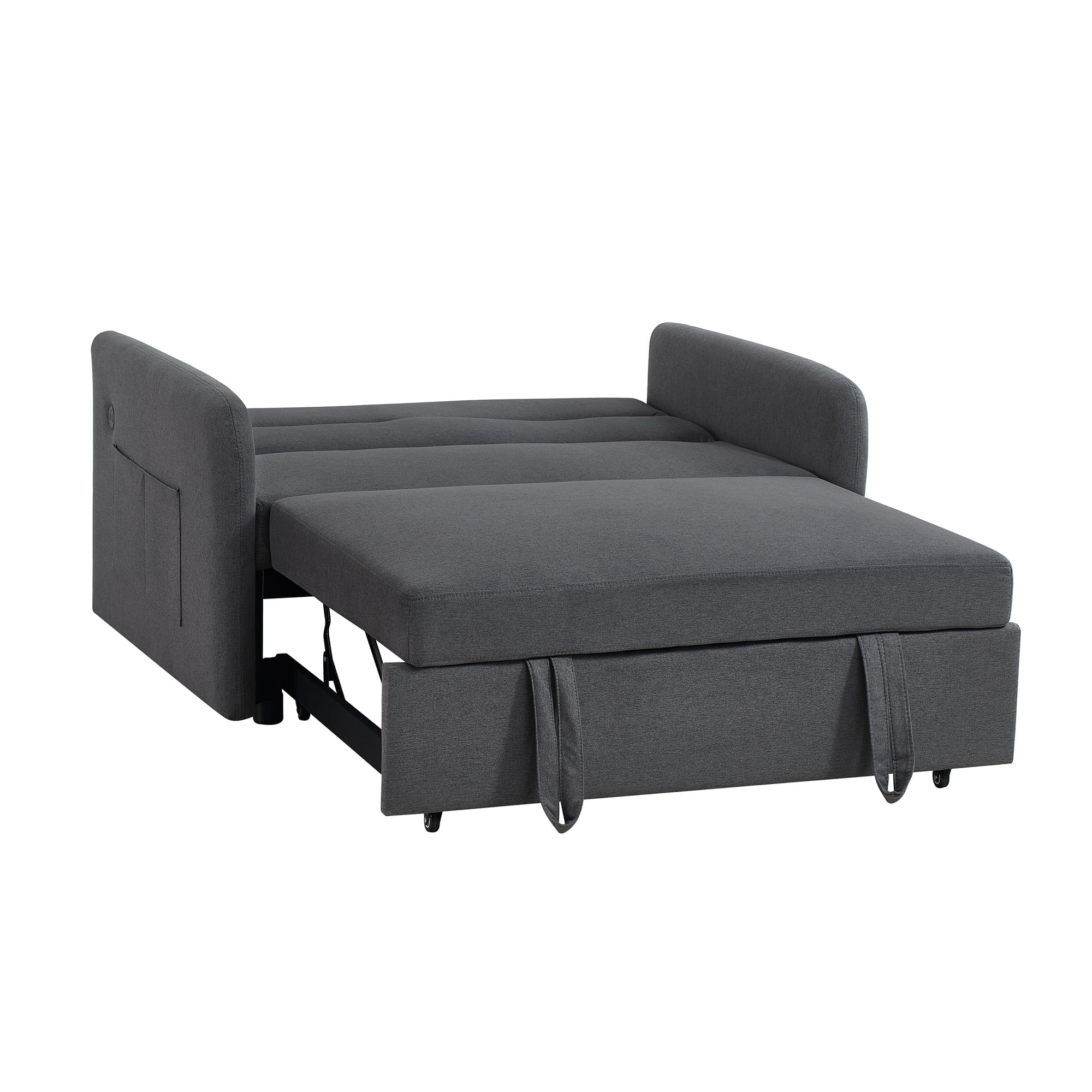 Gexpusm Convertible Sofa Bed with Pull Out Sofa Bed, 55" Loveseat Sleeper Sofa Couch with USB Port and 2 Side Pockets, Gray