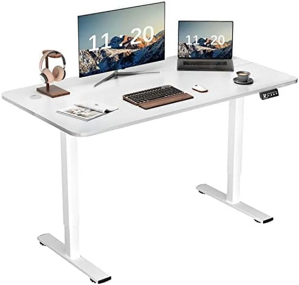 KHBIULIFE Standing Desk Electric Adjustable Desk Large 55 x 24 Sit Stand Up Desk Home Office Computer Desk Memory Preset with T-Shaped Metal Bracket