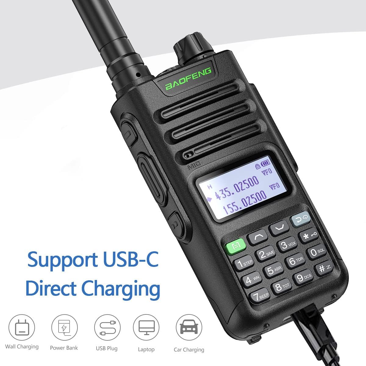 BAOFENG GM-15 PRO GMRS Radio Long Range Walkie Talkies Rechargeable NOAA Scanning & Receiving Two Way Radio