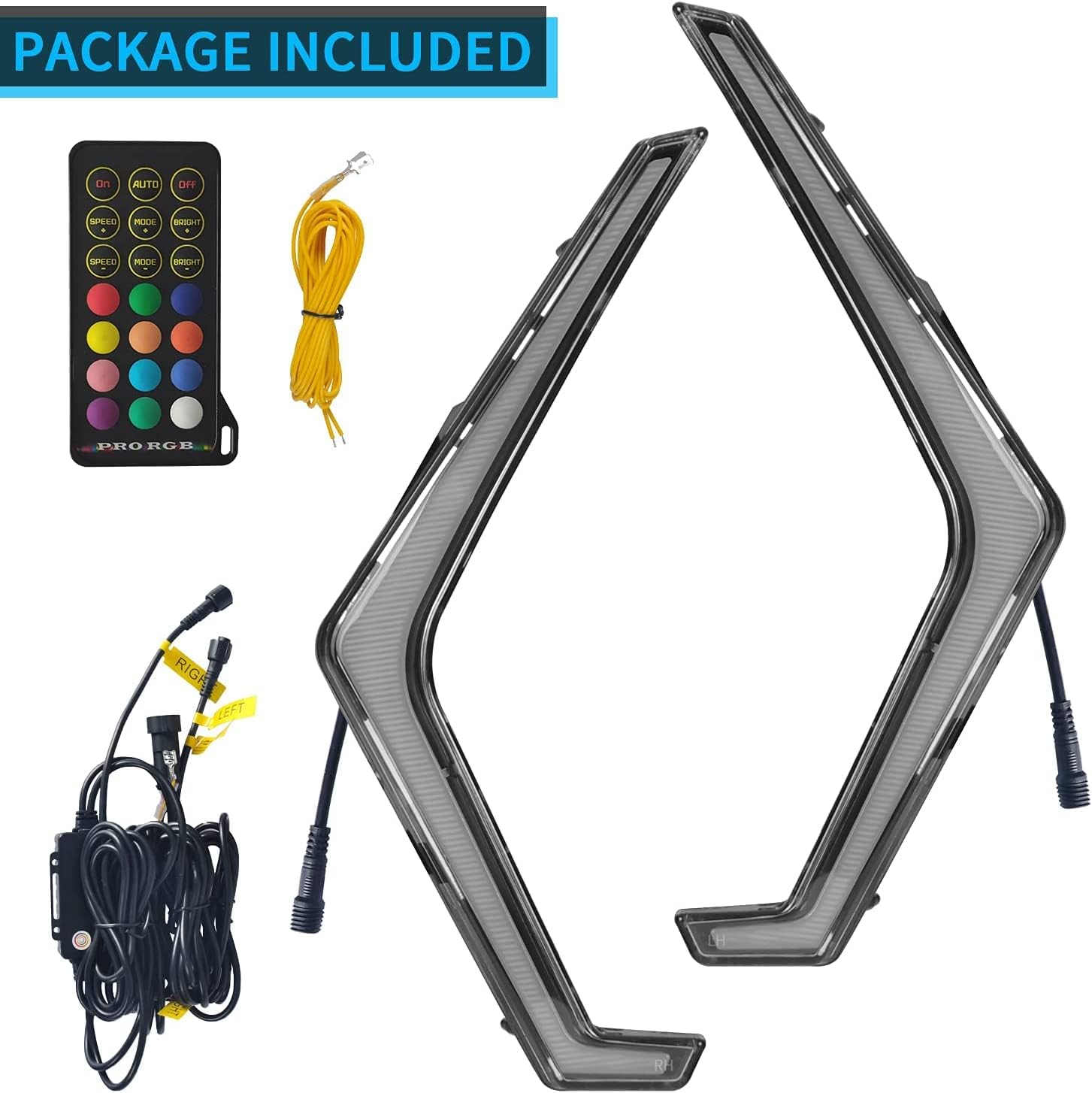 OHMU 2Pcs 3FT Spiral LED Whip Lights for UTV ATV [21 Modes] [20 Colors] [RF Wireless Remote] [Weatherproof] [USA Flag] LED Lighted Whips Antenna for