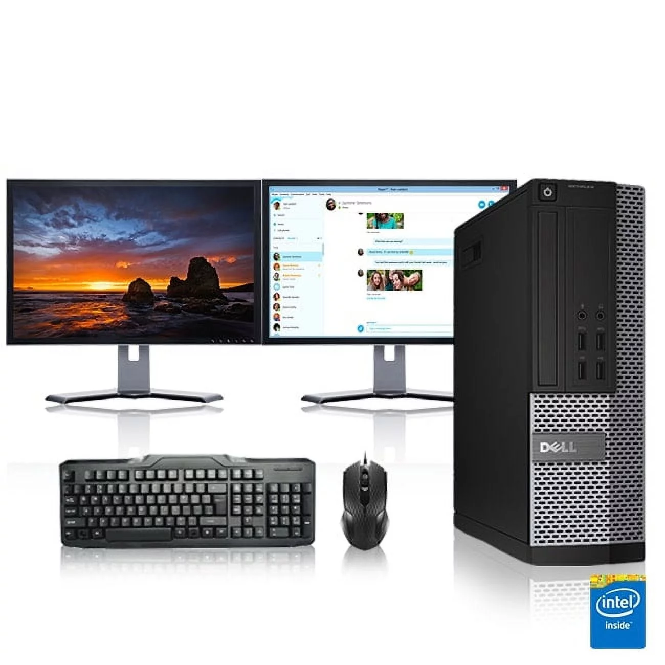 Restored Dell Optiplex Desktop Computer 3.1 GHz Core i3 Tower PC, 8GB, 2TB HDD, Windows 10 Home x64, Office 365, 17" Dual Monitor