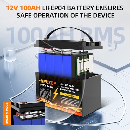 12V 100Ah LiFePO4 Battery, Built-in 100A BMS with Low-Temp Protection, Group 31 Deep Cycle Lithium Battery, Up to 20000 Cycles for RV, Marine