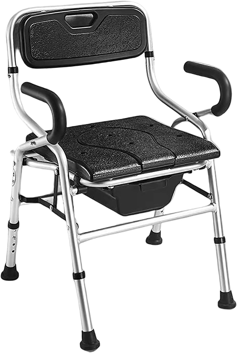 KOHARA Lightweight Foldable Shower Toilet Chair Height Adjustable Elderly Toilet Shower Chair Bedside Commode Chair for Toilet with Arms and Backrest