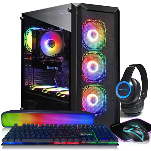 STGAubron Gaming Desktop PC, Radeon RX 560, Intel core i5 up to 3.6GHz, 16G Memory, 512G SSD, 600M WiFi, BT 5.0, RGB Fan x 2
