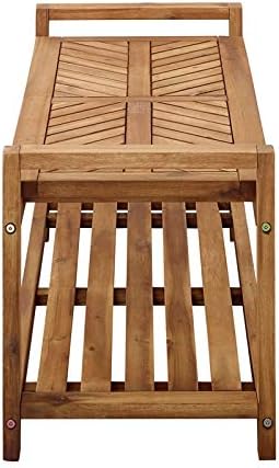Walker Edison 48 Chevron Acacia Wood Patio Storage Bench - Brown