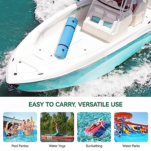 YITAHOME 9'/12' Lily Pad Floating Mat for Lake and Pool, Portable Outdoor Water Floating Mat, 3-Layer XPE Floating Island for Boat, Beach, Ocean, Blue