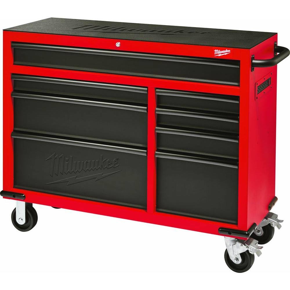 Rabat Corporation 48-22-8520 46" 8 Drawer Rolling Steel Storage Cabinet Redblack