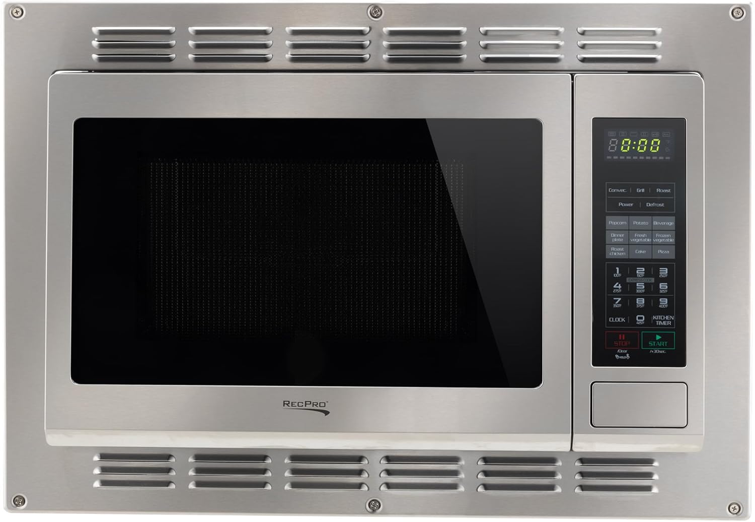 RecPro RV Convection Microwave Stainless Steel 1.1 cu. ft. | 120V | Microwave | Appliances | Direct Replacement for High Pointe and Greystone