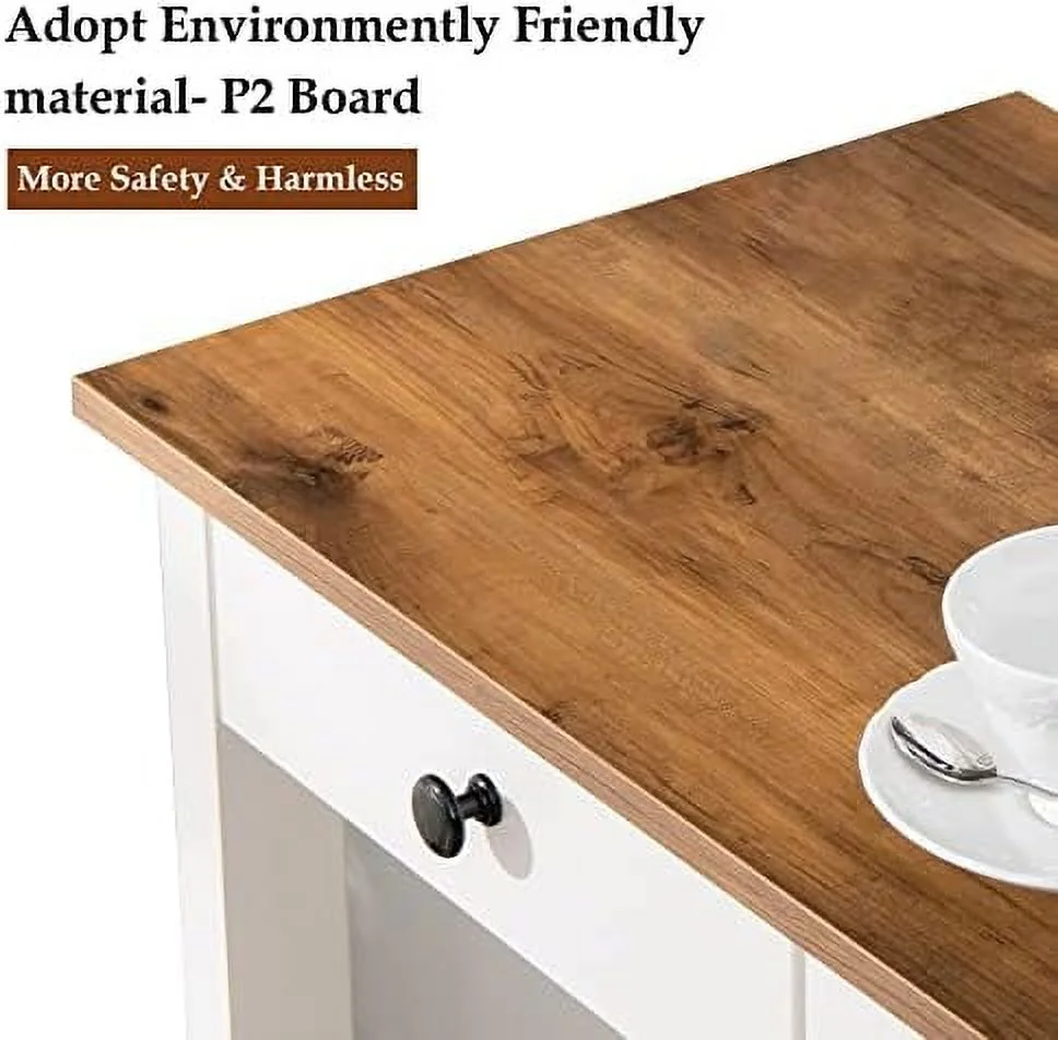 YZboomLife Coffee  with Drawer and Cabinet  Farmhouse Coffee Cart on Wheels with Adjustable Shelves  Corner Coffee  Cabinet for Dining Room  Living