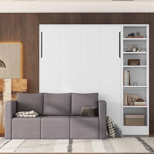 Ball & Cast Murphy Bed Wall Bed Queen Size with Cushion,Sofa Platform Bedfram Chest can be Folded,Wood Folding Hideaway w/Slat Support