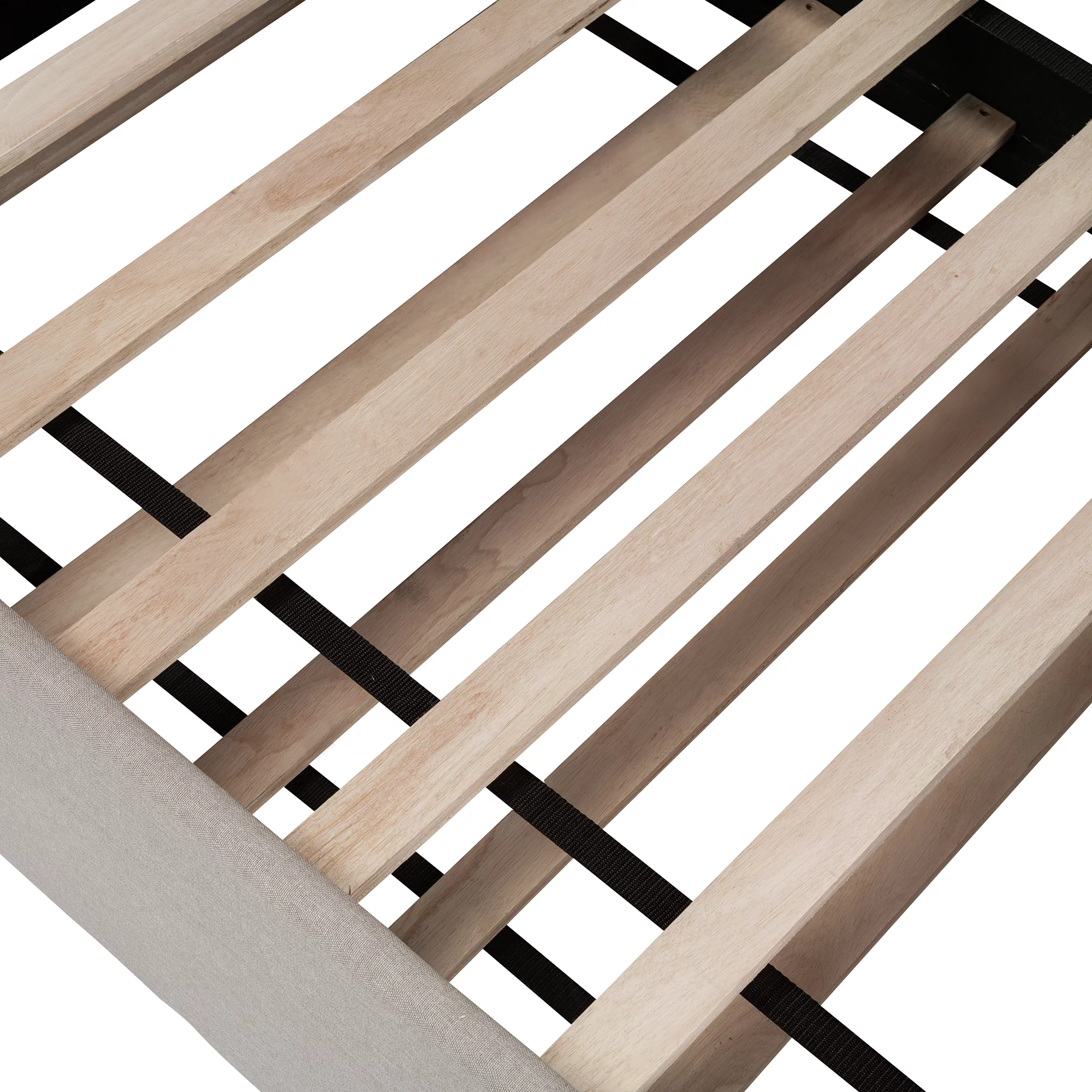 Beige Twin Size Upholstered Daybed with Twin Size Trundle, Wood Slat Support