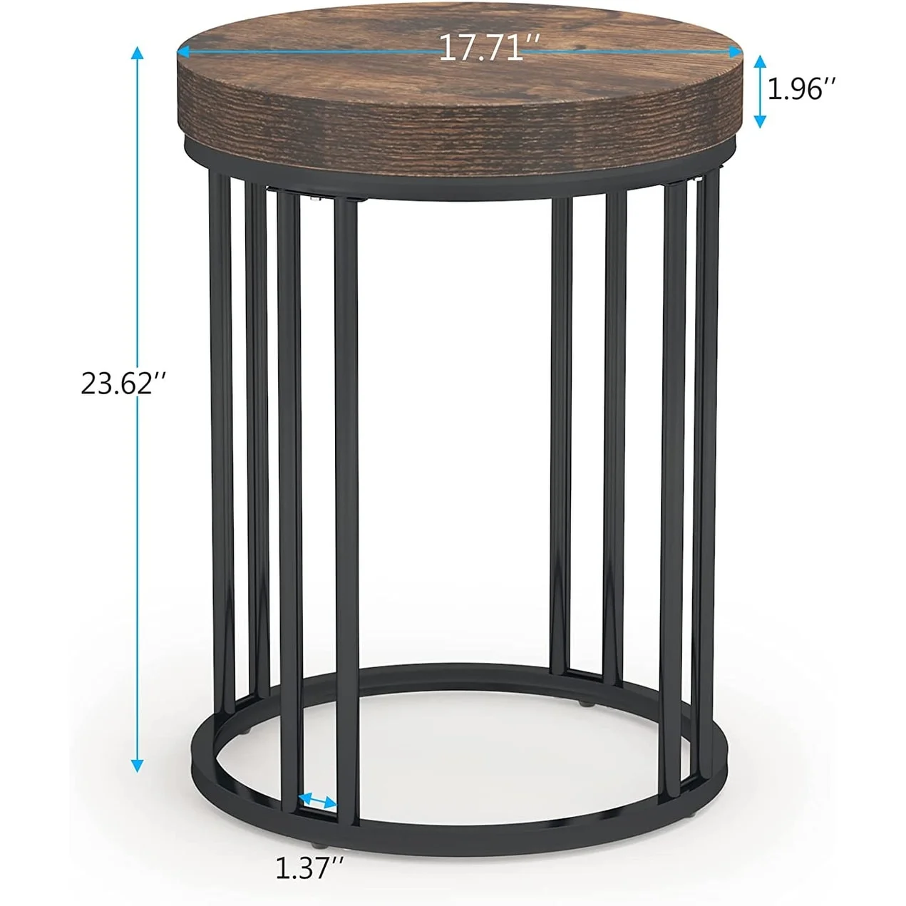 Round End Table, 2 Tier Wood Sofa Side Table for Living Room Bedroom 1 Pc