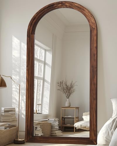 Full Length Mirror, 71"×32" Wooden Mirror Full Length with Stand Wood Floor Mirror, Oversized Stand Up Mirrors Large Wall Mirrors